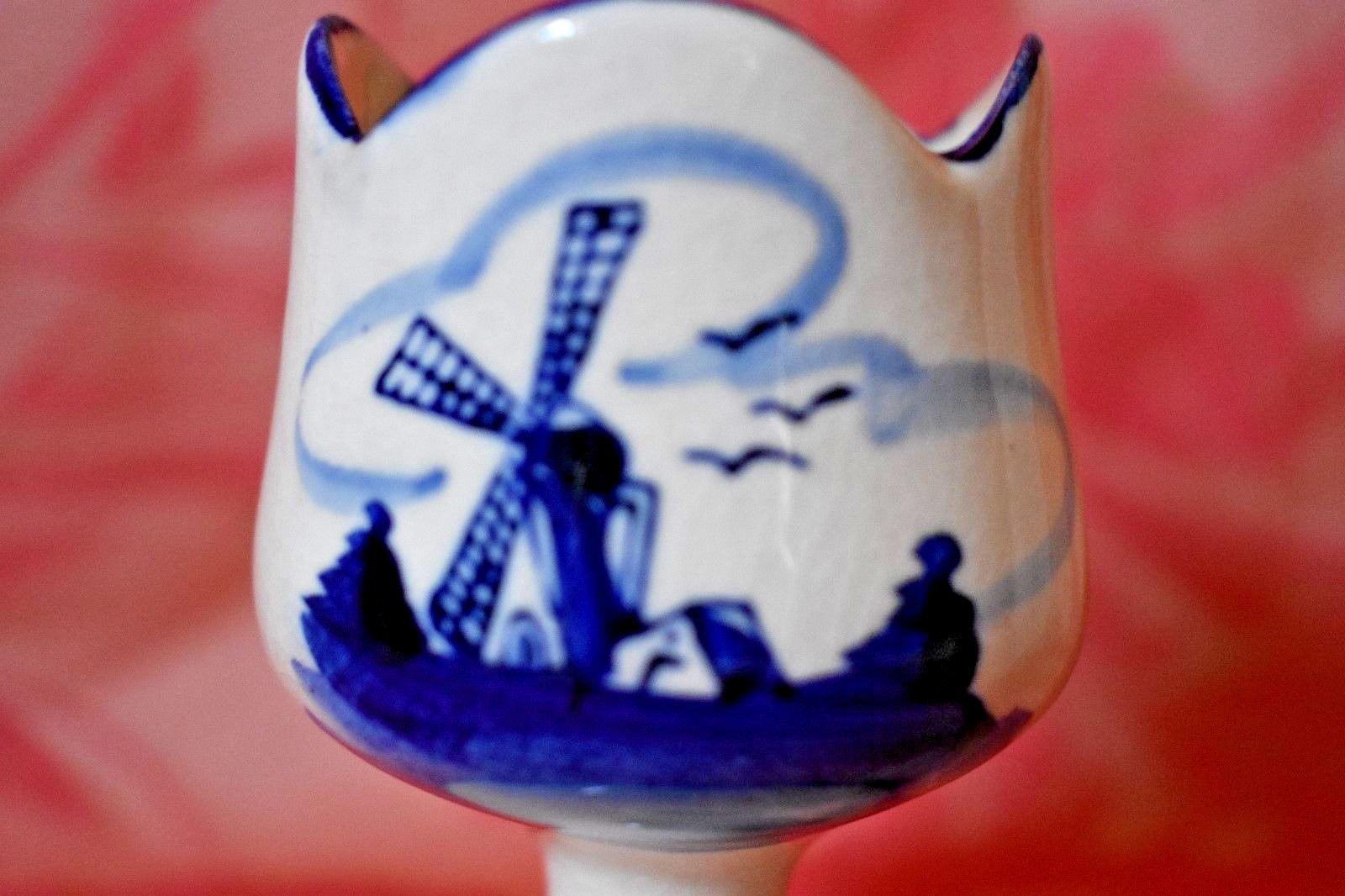 Windmill Egg Cup or Toothpick Holder Scalloped Delft?