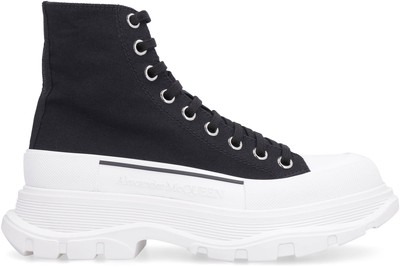 Pre-owned Alexander Mcqueen Tread Slick Lace-up Ankle Boots In Black
