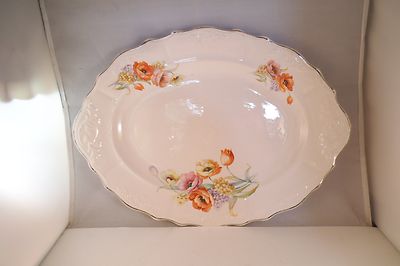 Vintage CCTP Co Thompson Pottery Chatham Oval Serving Platter Flowers