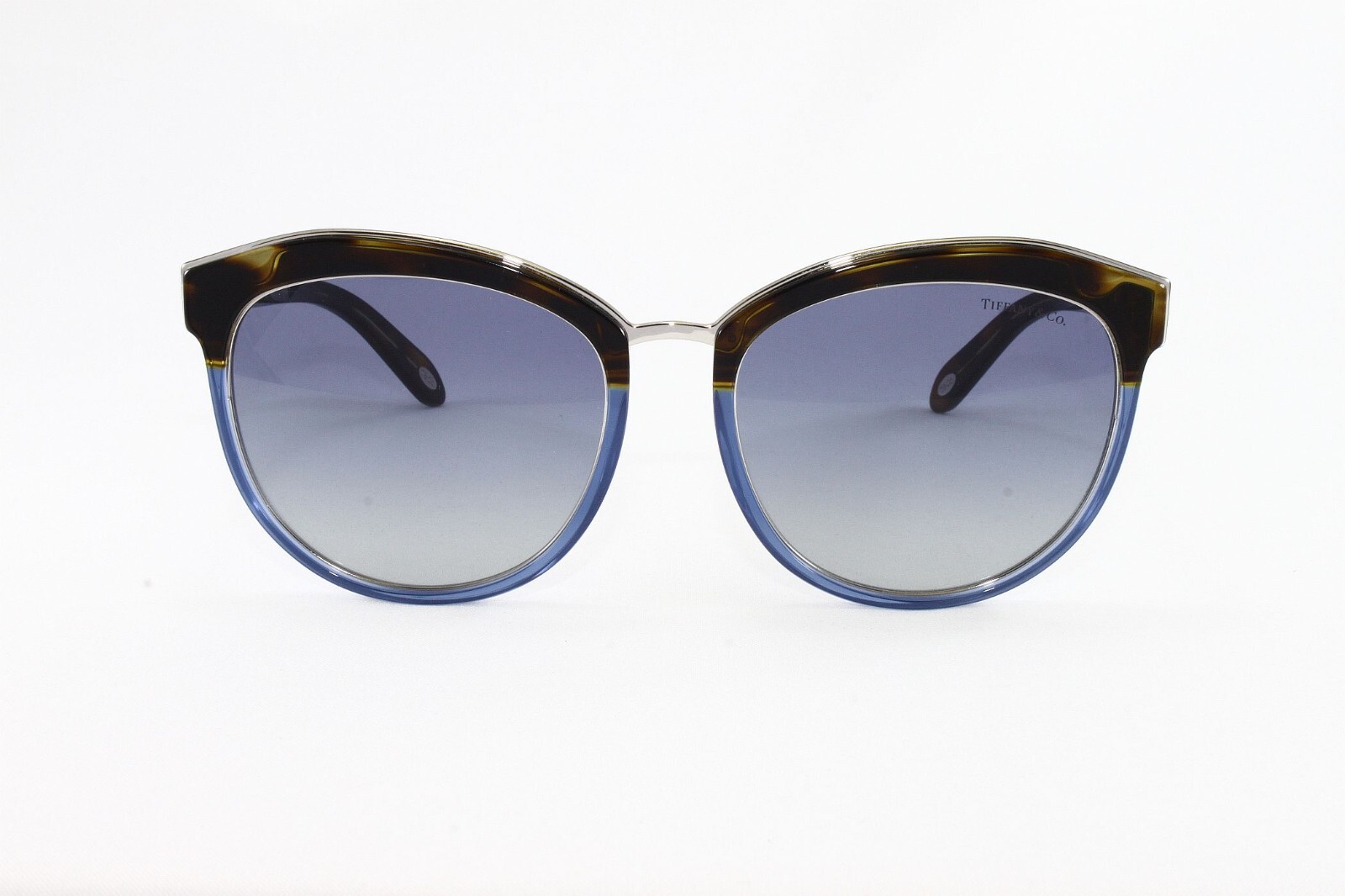 Pre-owned Tiffany & Co Tiffany Sunglasses Women's Round Tf4146 82464l Havana Fading Blue 56mm