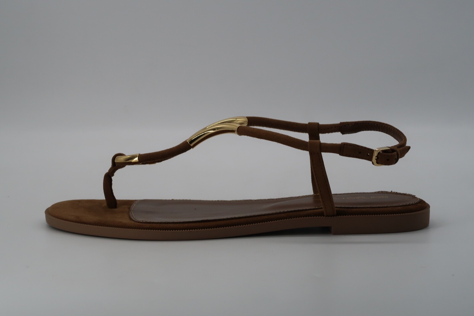 Pre-owned Sergio Rossi Women's Gold Hardware Twist Brown Flat Thong Sandals Eu 39 $595