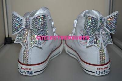 Custom Crystal Diamante Bling Hi White Converse UK 10 11 12 13 1 2 Junior Youth 