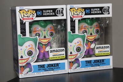 Set of 2 Funko Pop DC The Joker Dia De Los Muertos Glow in the Dark 414 Amazon