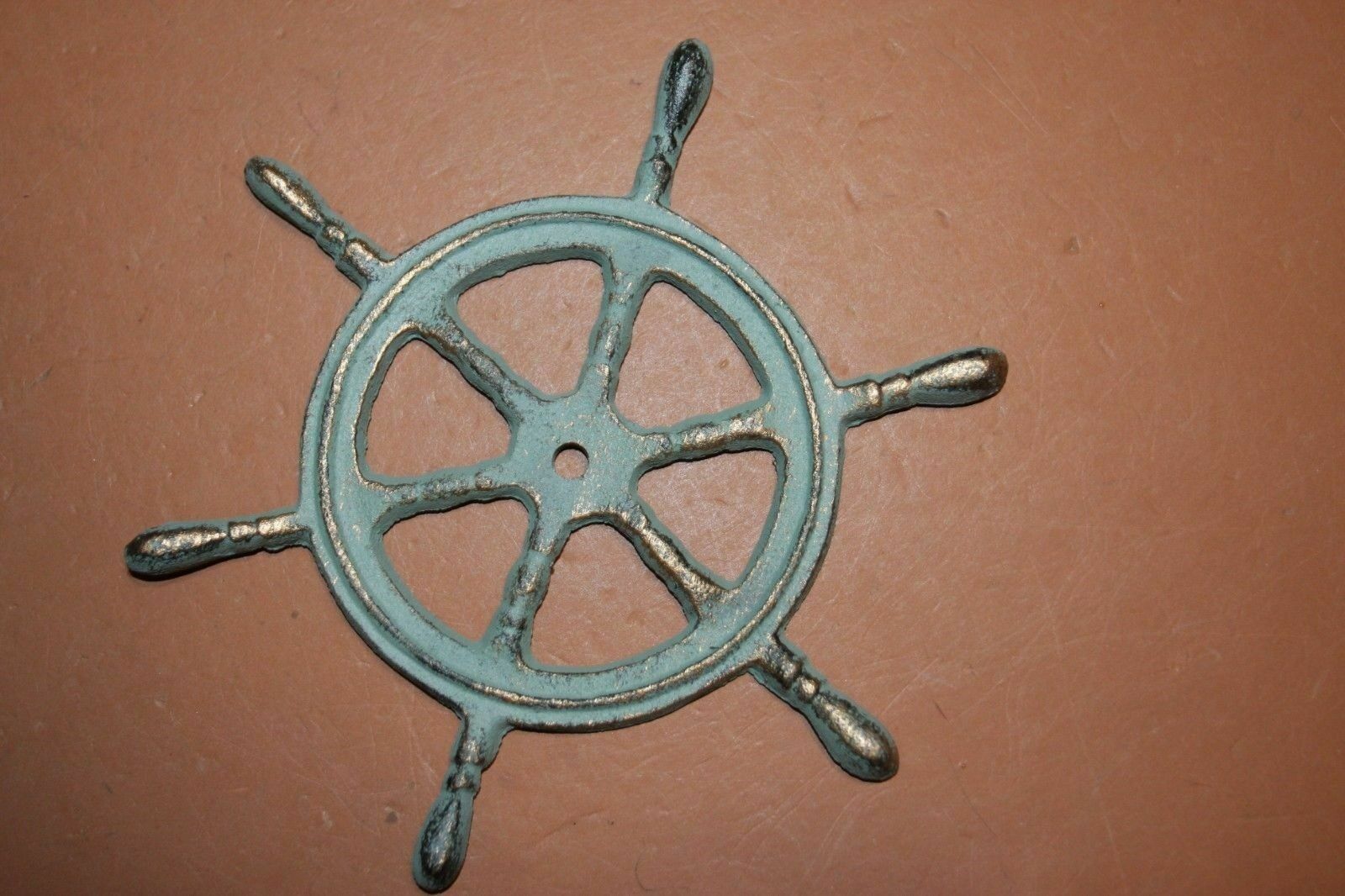 Sailboat Helm Wall Decor Plaques Christmas Gift Bronze Look Cast Iron, N-27