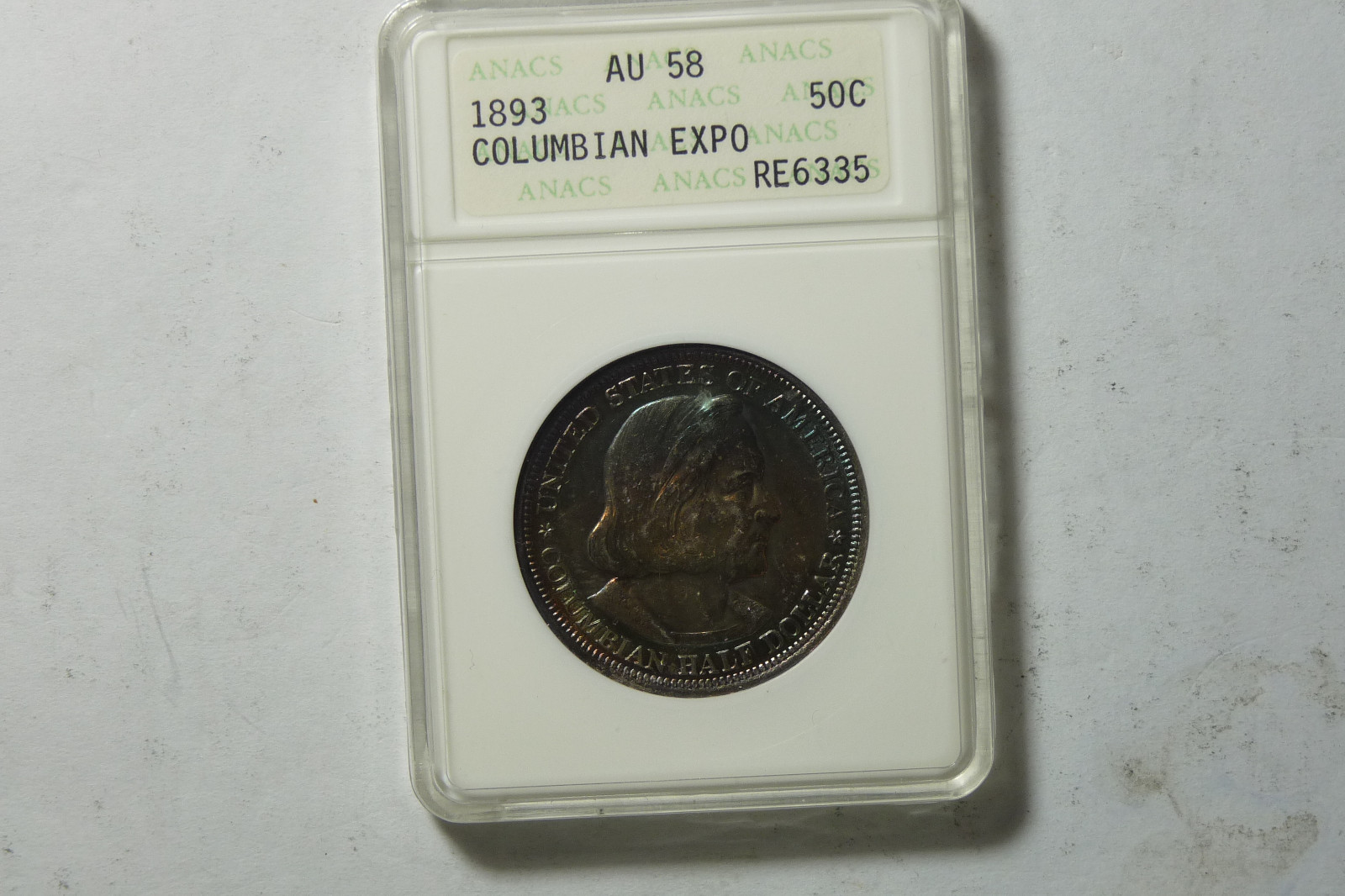 1892 1893 COLUMBIAN EXPOSITION HALF DOLLAR BEAUTIFUL TONING  ANACS COMM 005