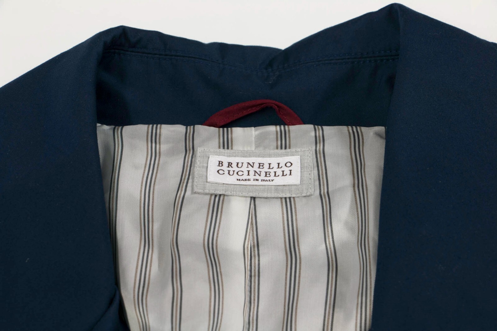 Pre-owned Brunello Cucinelli Nwt$4295  Men Db Trench Coat W/belt+logo Engraved Buttons A248 In Blue