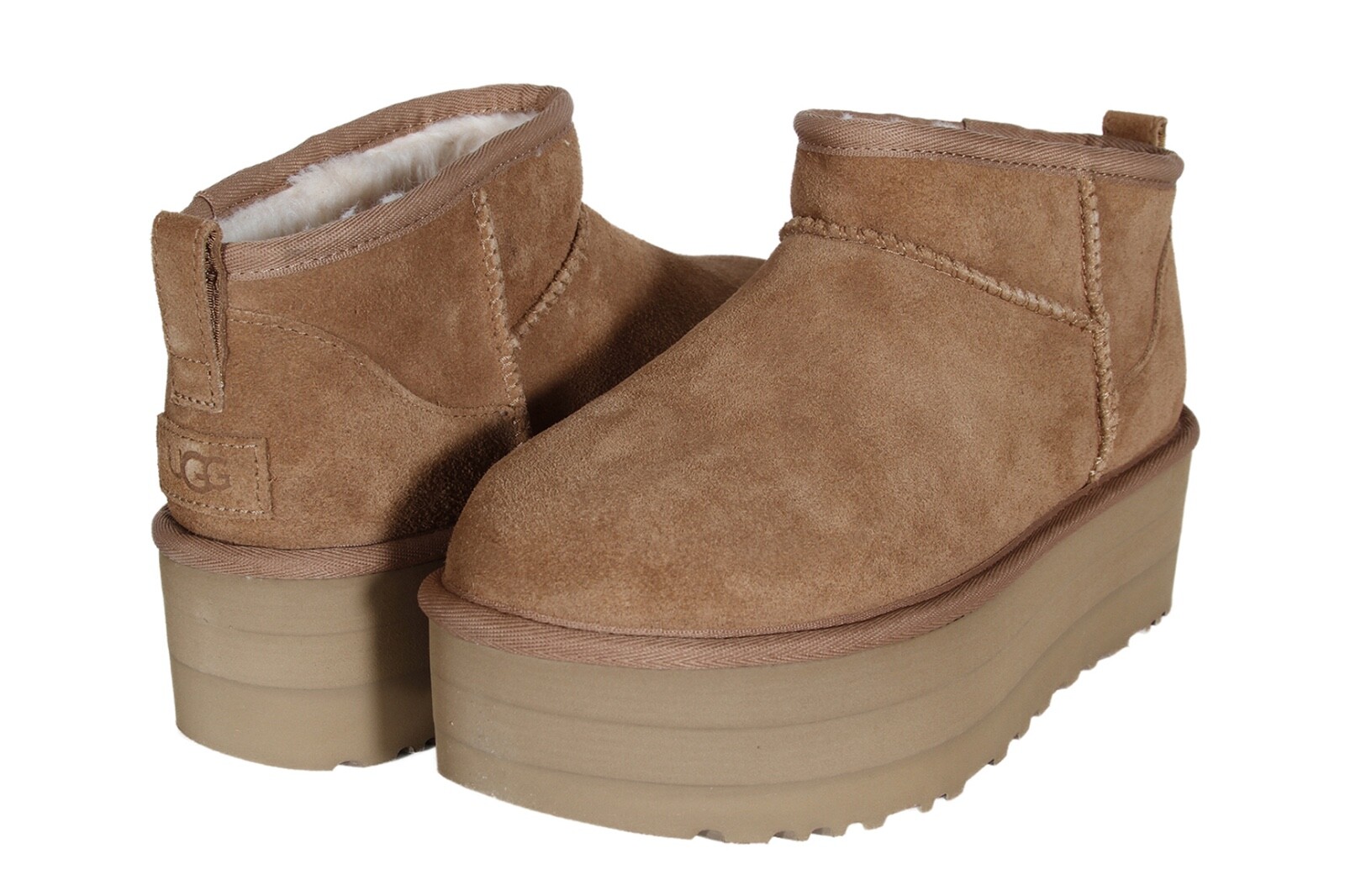 Женские UGG Classic Ultra Mini на платформе каштанового цвета 1135092-CHE