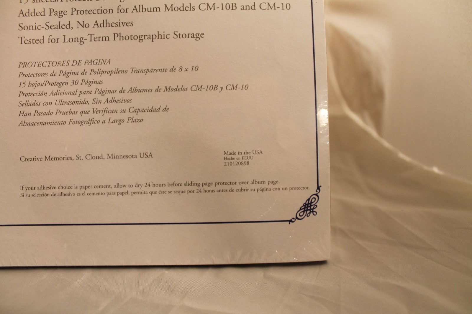 Creative Memories 8x10 Page protectors 15 sheets Refill album Model CM-10B CM-10