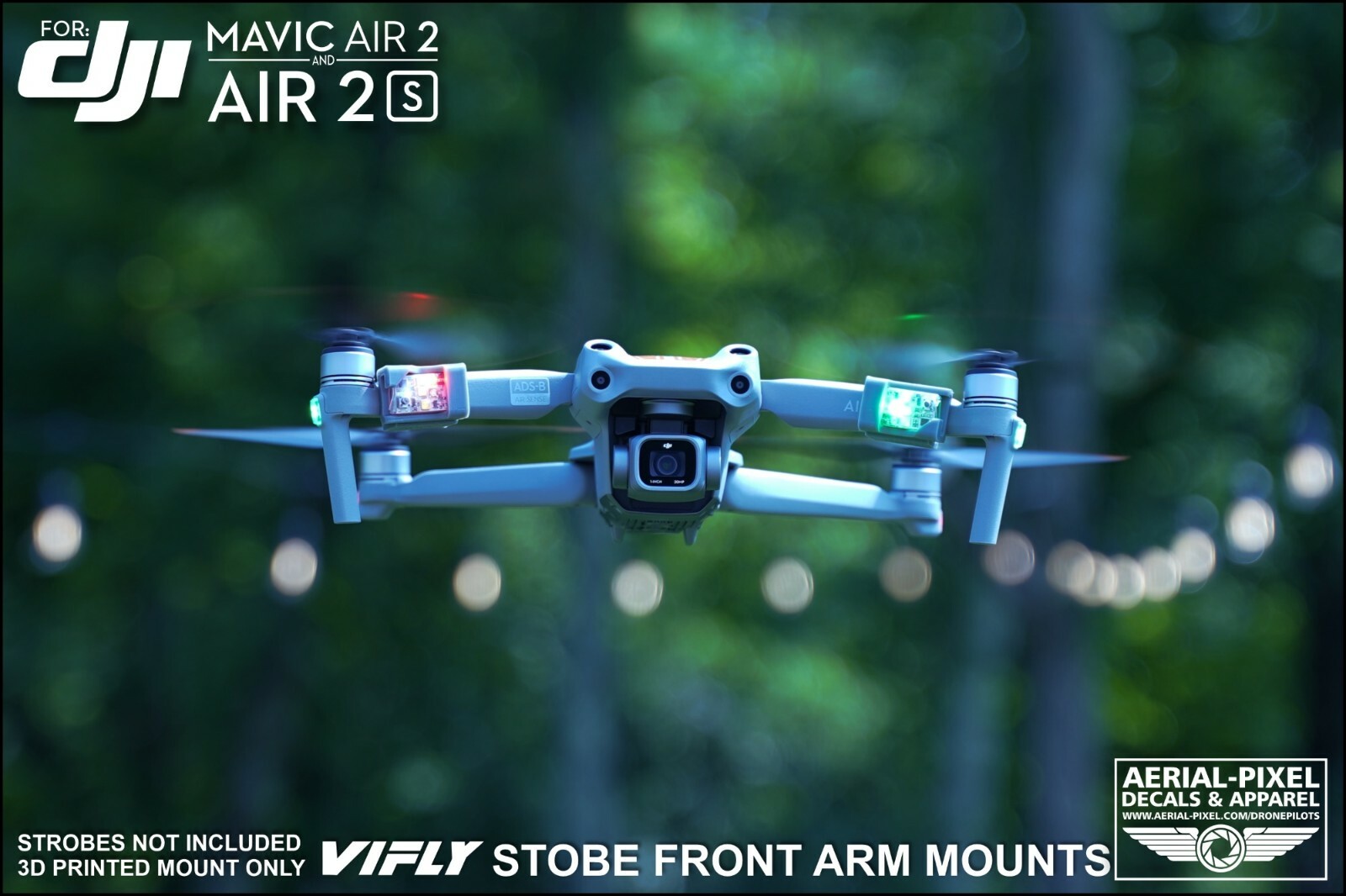 DJI Mavic Air 2 / 2S Strobe Mounts For VIFLY Strobes (Strobe