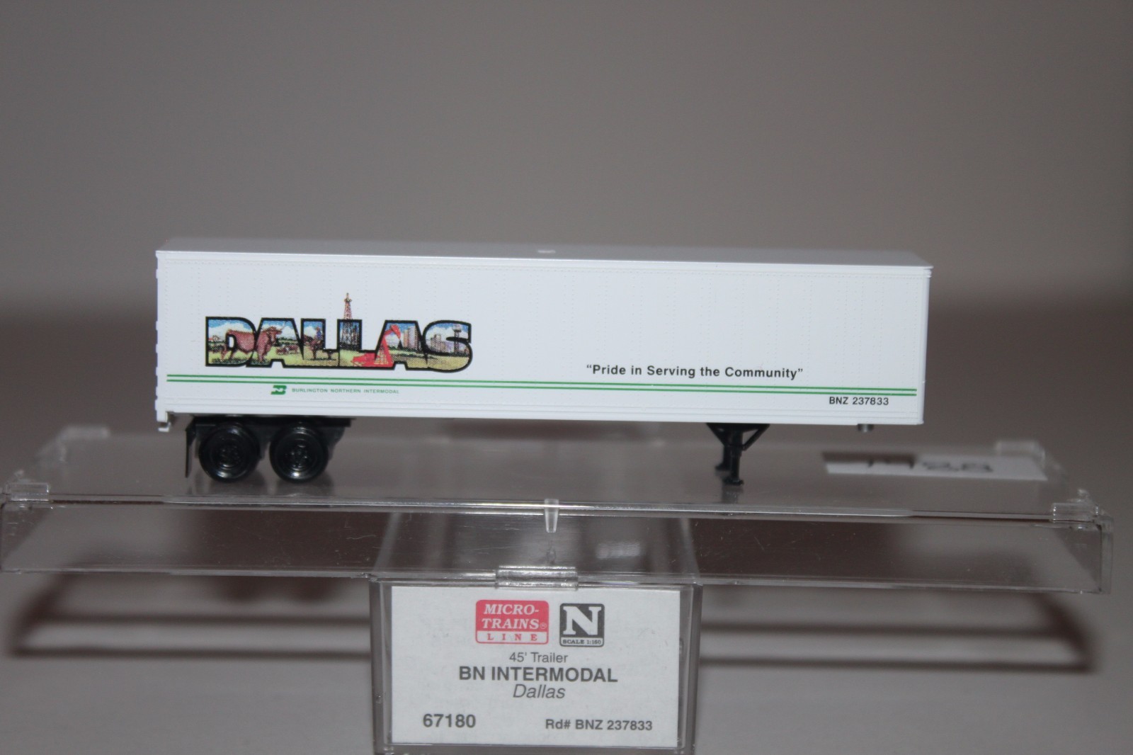 Micro Trains 67180 N Box Van Box Trailer Burlington Northern BNZ 237833 DALLAS Micro Trains 67180 N Box Van Box Trailer Burlington Northern BNZ 237833 DALLAS