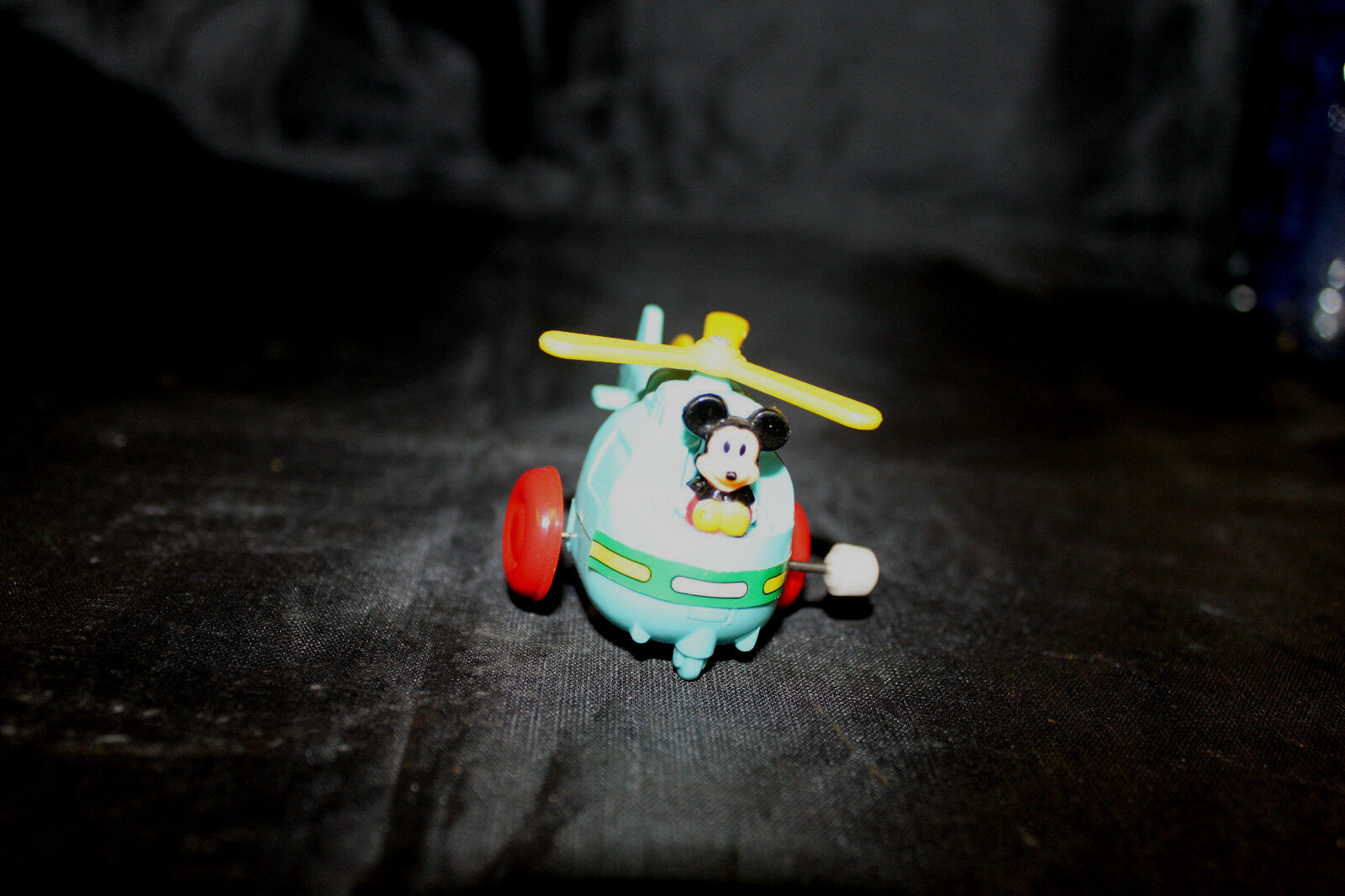 Vtg Mickey Mouse Helicopter Tomy Made In Japan Walt Disney Wind Up Toy Blue Red