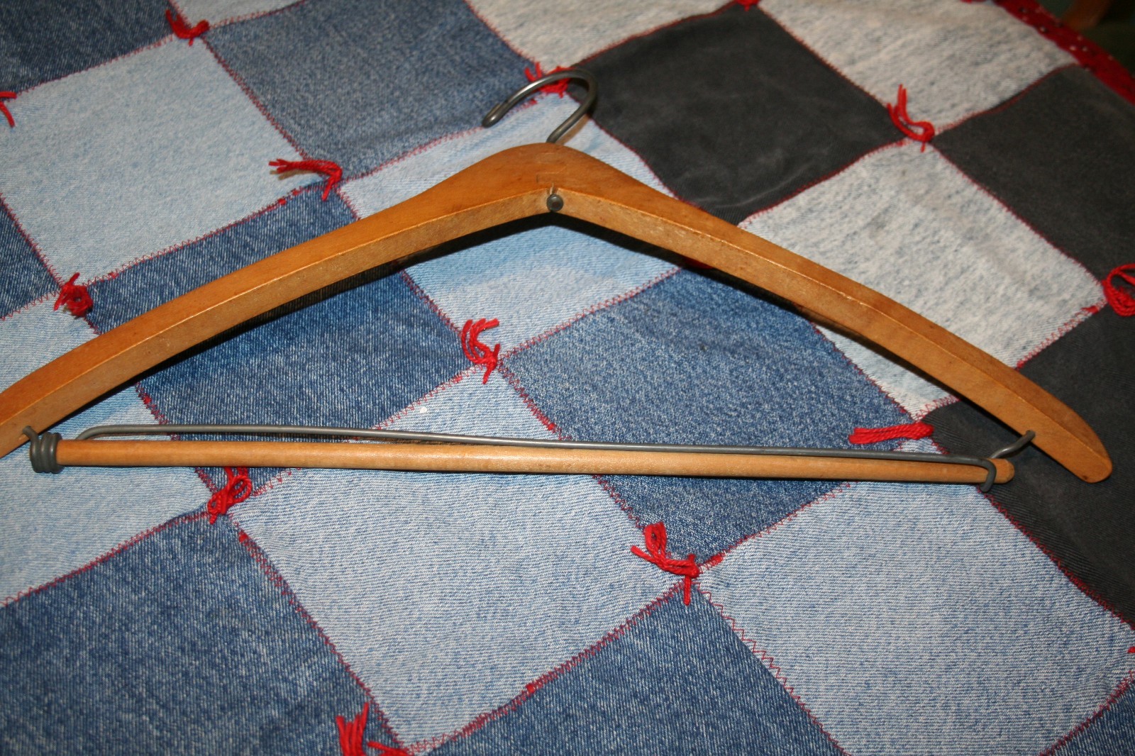 LOT of 7 WOODEN PANT TROUSER SKIRT SUIT HANGERS VINTAGE