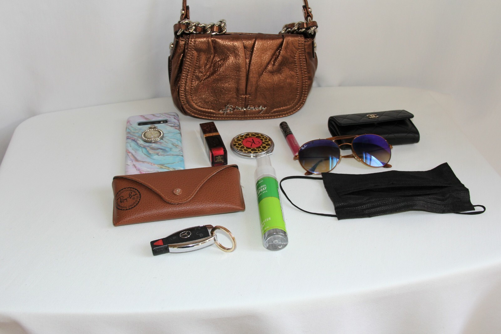 バッグ・カバンその他 ^MCLANEE^ 306 Pebble Cross Bag 306pebble B Makowsky Copper Bronze Leather Chunky Chain/Crossbody Bag
