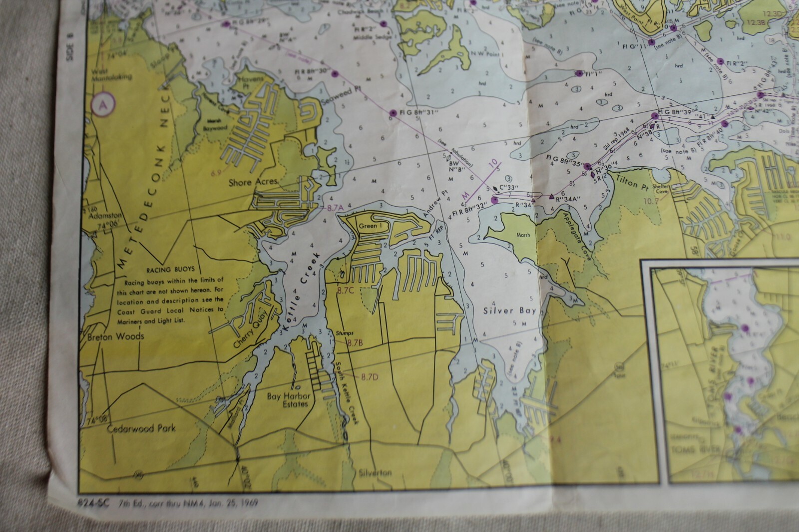 VINTAGE - NAUTICAL CHART - 824-SC - SANDY HOOK TO LITTLE EGG HARBOR NEW JERSEY