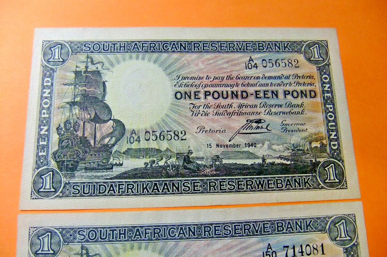Two South-African Bank Notes - 1940 and 1945 - EF40/AU