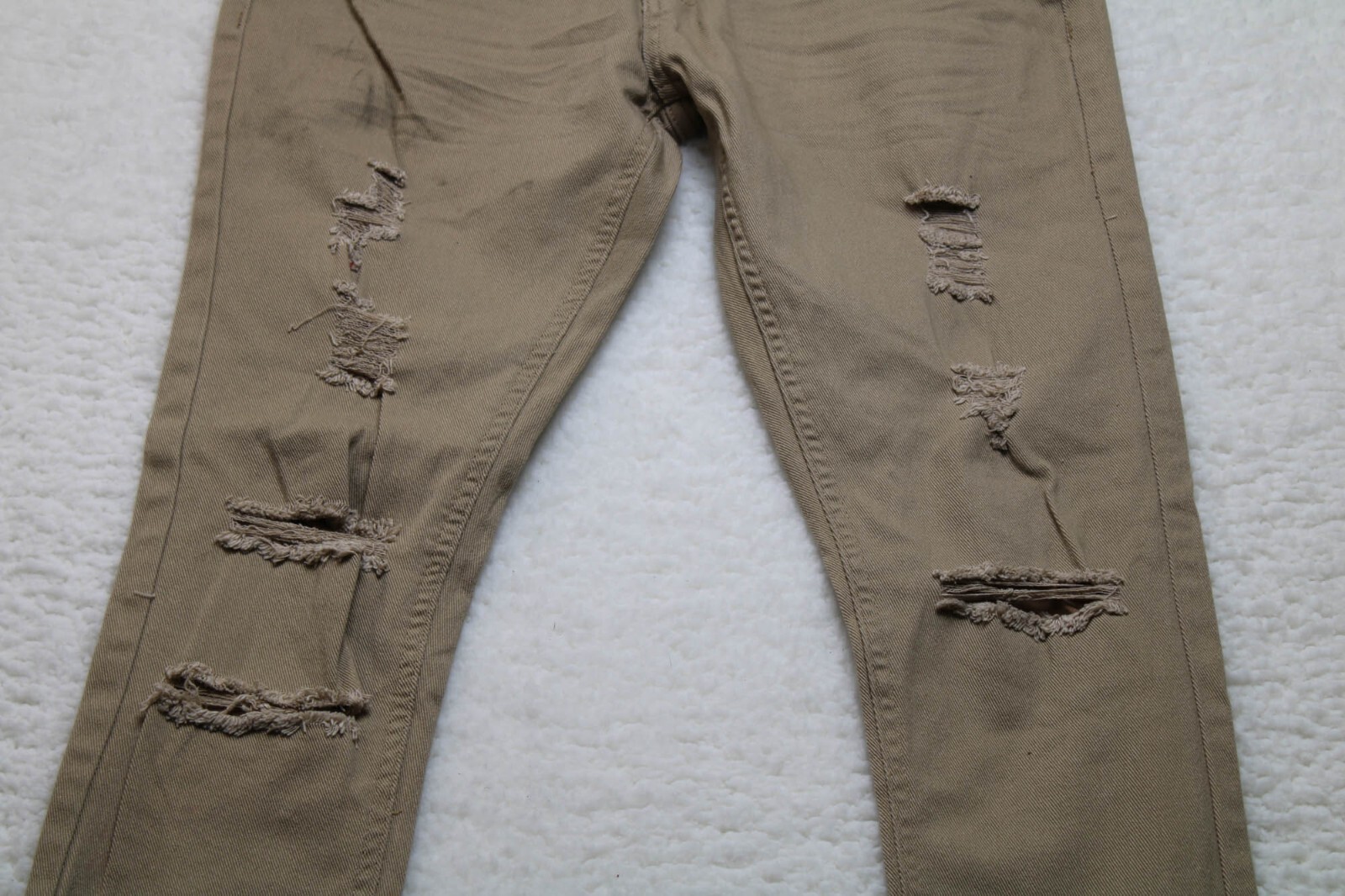 【COLOR iN ID】Rivet bean studded pants Copper Rivet Distressed Khaki Pants Men's Size W30 L32 Tan