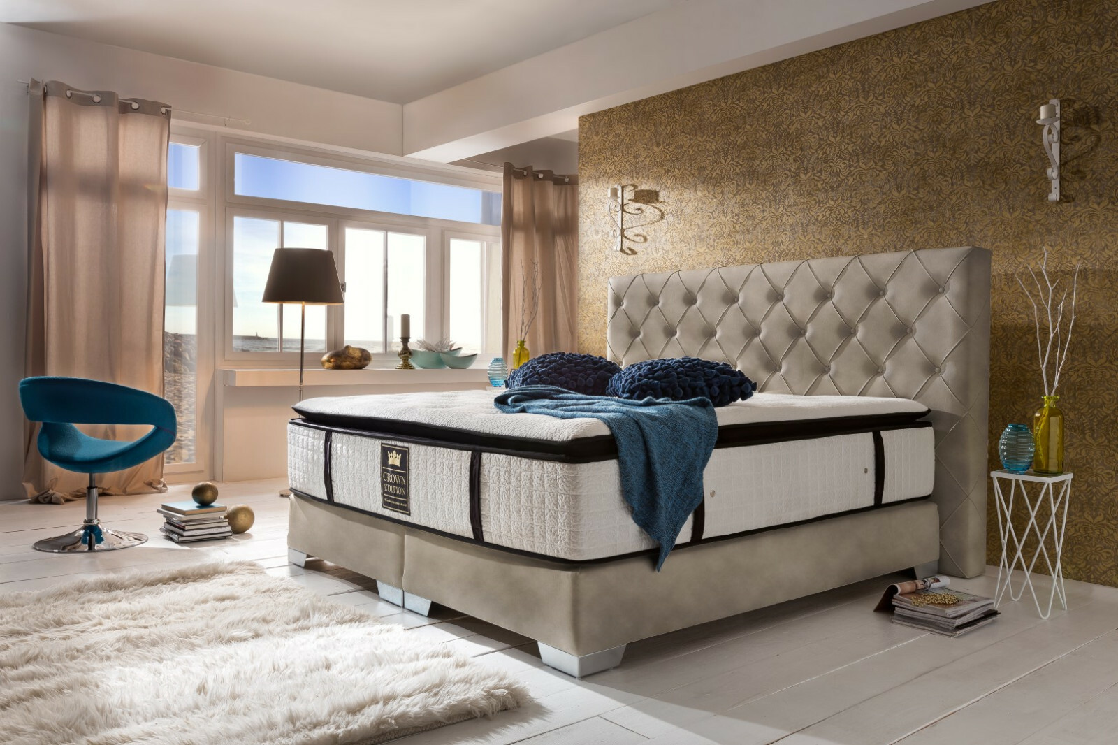 CROWN Boxspringbett PRINCESS Matratze H2/H3 Topper 200x220 ...