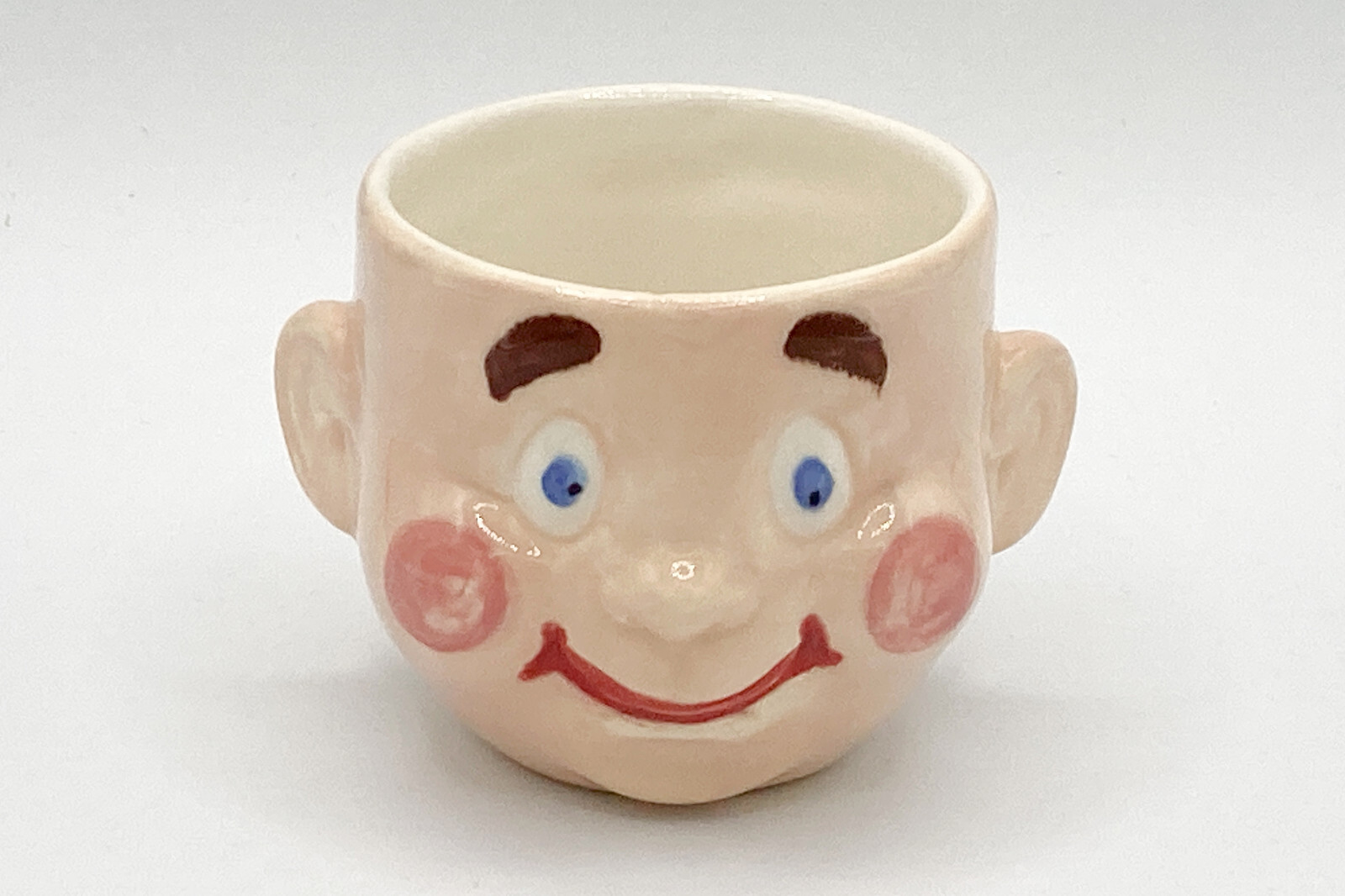 Vintage 3 inch Creepy Ceramic Baby Doll Head Planter / Hand Painted & Numbered