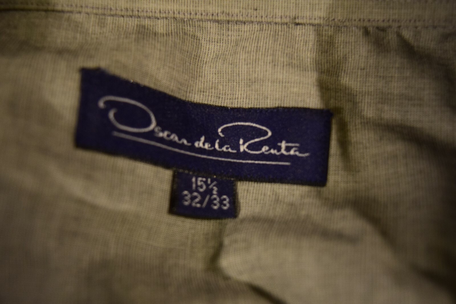 Oscar De La Renta Button Up Shirt Mens Size 32/33 Grey Dress Shirt Chest Pocket