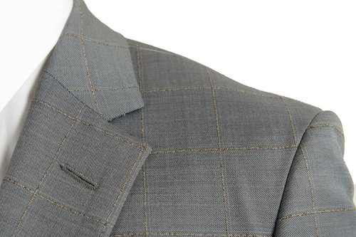 Pre-owned Hugo Boss Men's "t-harvers4/glover3" Slim Fit Silk Wool Plaid Two Button Suit In Gray