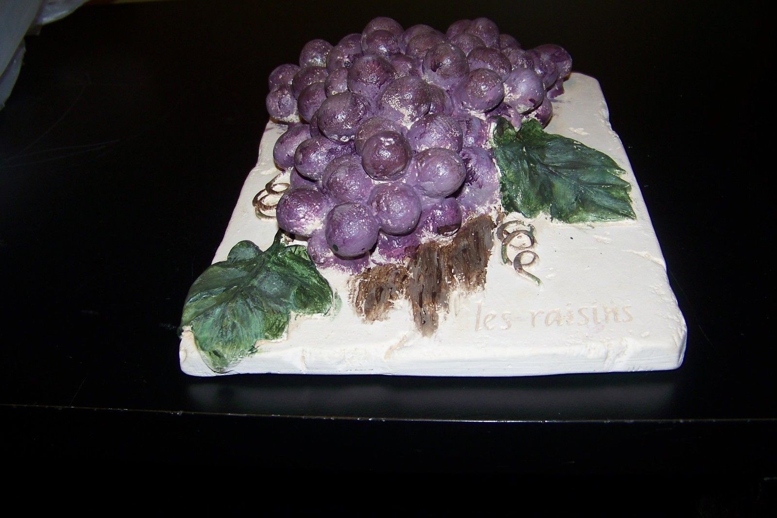 3D Relief Plaster Cast 7X9 Wall Plaque Hampton Court Palace England Grapes Fruit