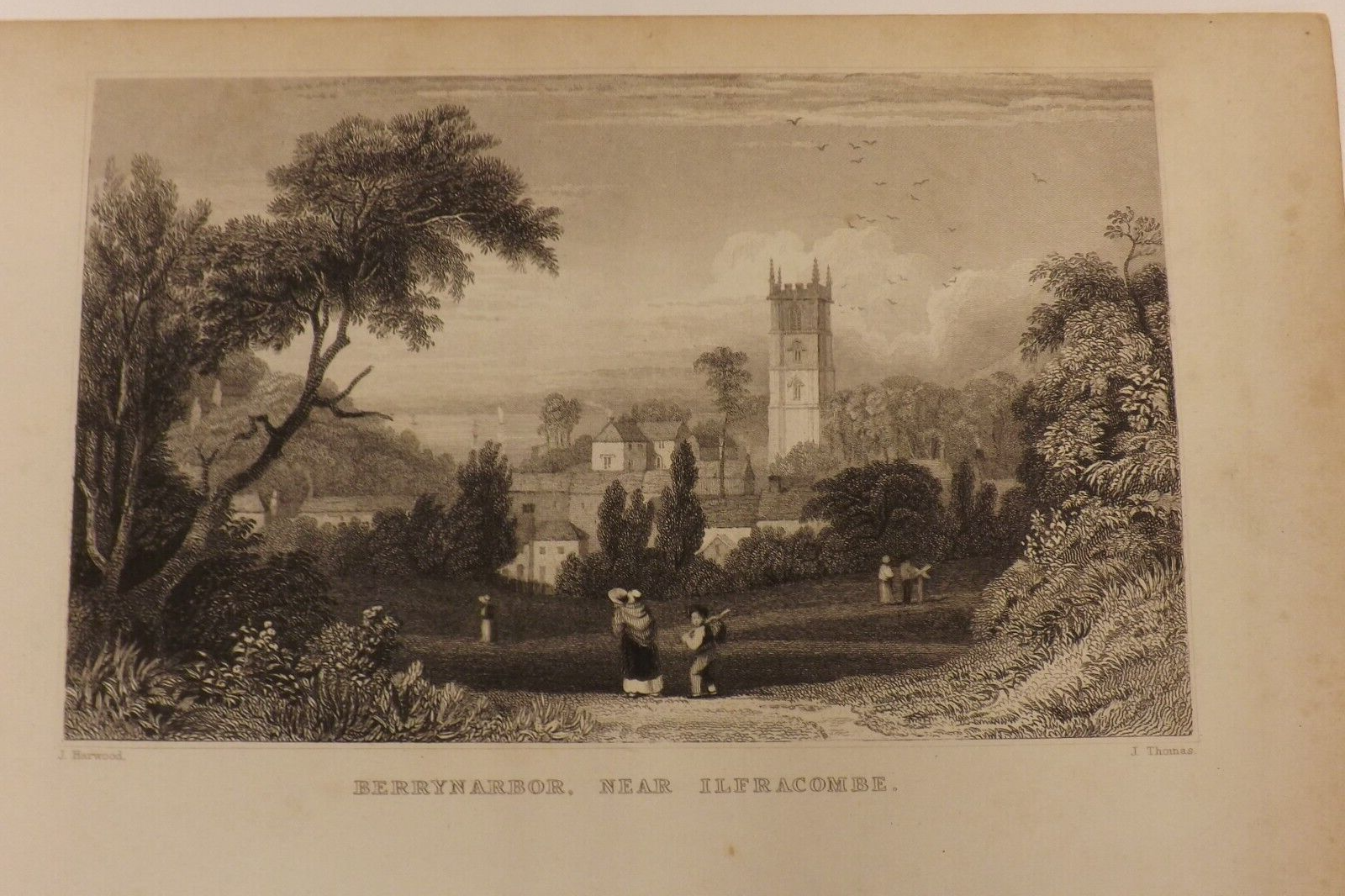 1829 STEEL ENGRAVING PRINT BERRYNARBOR NEAR ILFRACOMBE P328