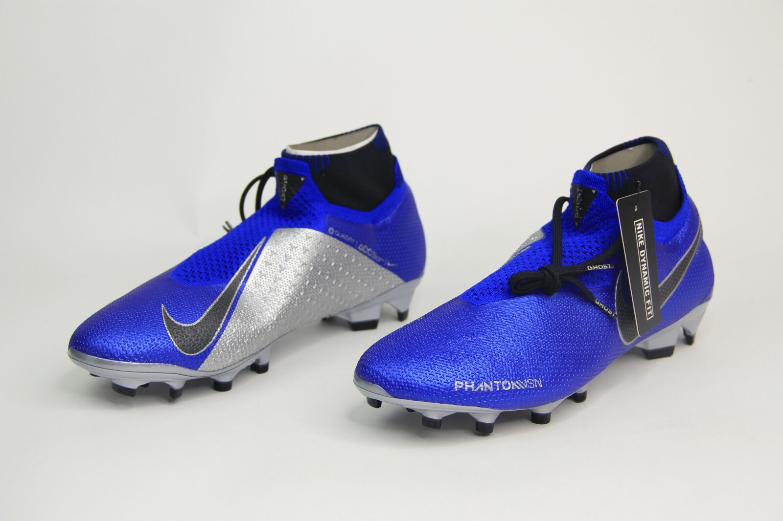 Nike Phantom VSN Elite DF FG Soccer Cleats Blue Silver Nike Phantom VSN Elite DF FG Soccer Cleats Blue Silver