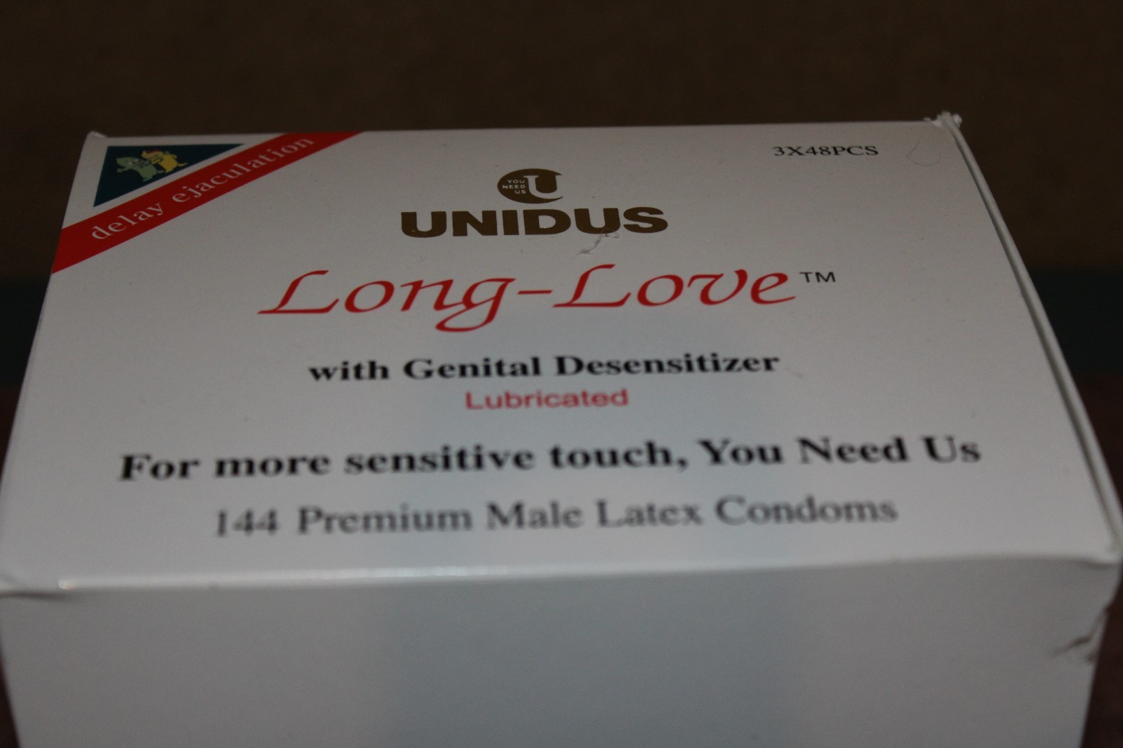 144 Unidus Long Love Condom With Genital Desensitizer, Expiration 04/2019