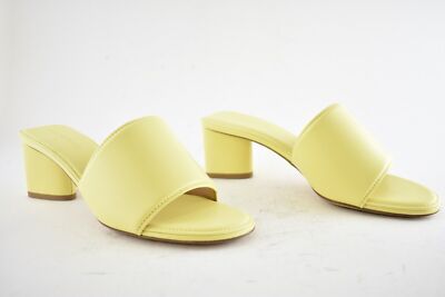Pre-owned Bottega Veneta Band Lemonade Yellow Leather Sandal Backless Mule Heel Pump 38