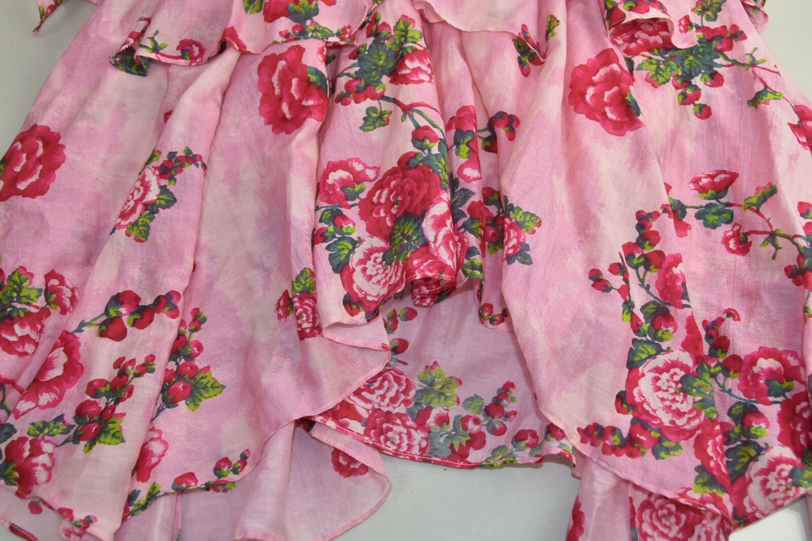 Pre-owned Loveshackfancy $575  Salima Dress Pink Desert Silk Floral Eyelet Embroidery 6 In Pink Green