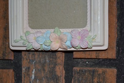 5 X 7 Ornate Cream w/Pastel Flowers Resin  3.5 x 5 Picture Frame w/Glass