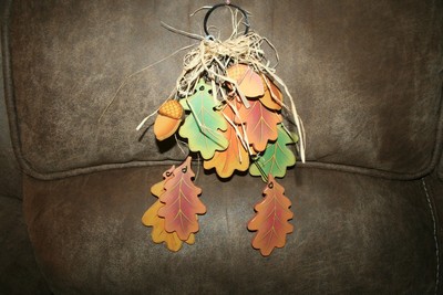 RUSTIC WOODEN LEAVES AND ACORNS THANKSGIVING FALL DECORATION WALL HANGING