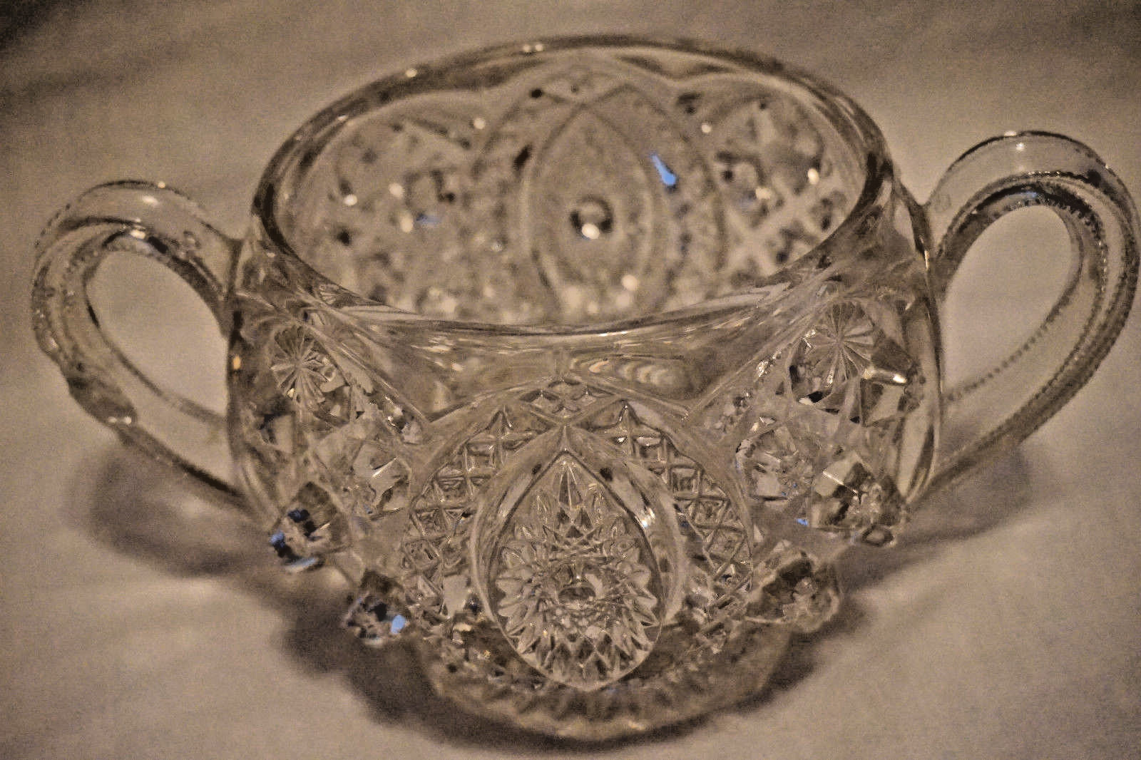 Crystal Cut-Glass Handle Bowl