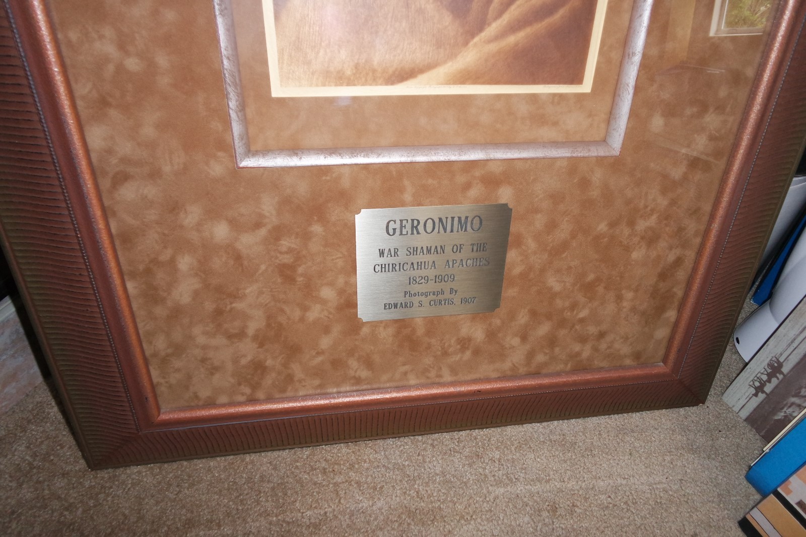Framed E.S. Curtis Photogravure Print Plate #2 1905 Geronimo Print