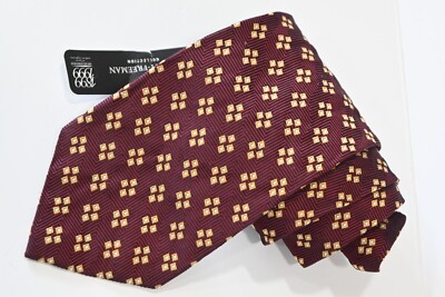 Hickey Freeman  Red  Men's Neck Tie W: 4 '' BY L: 57 '' MADE IN USA ''NEW''