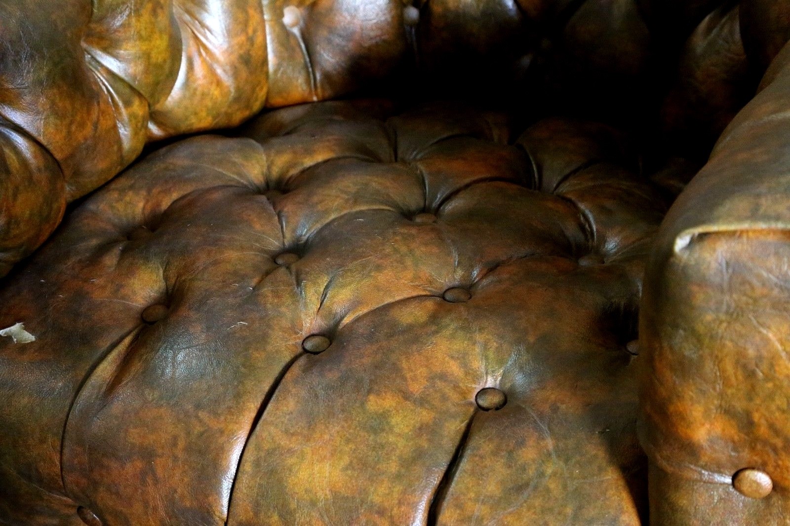 Vintage Chesterfield Tufted Button Brown Club Chair Swivel Seat Armchair Loft