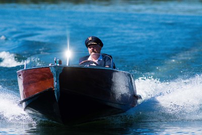 New mahogany double cockpit runabout