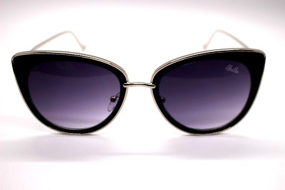 ABELLA RIDLEY SUNGLASSES BLACK /GOLD CATEYE GREY LENSES
