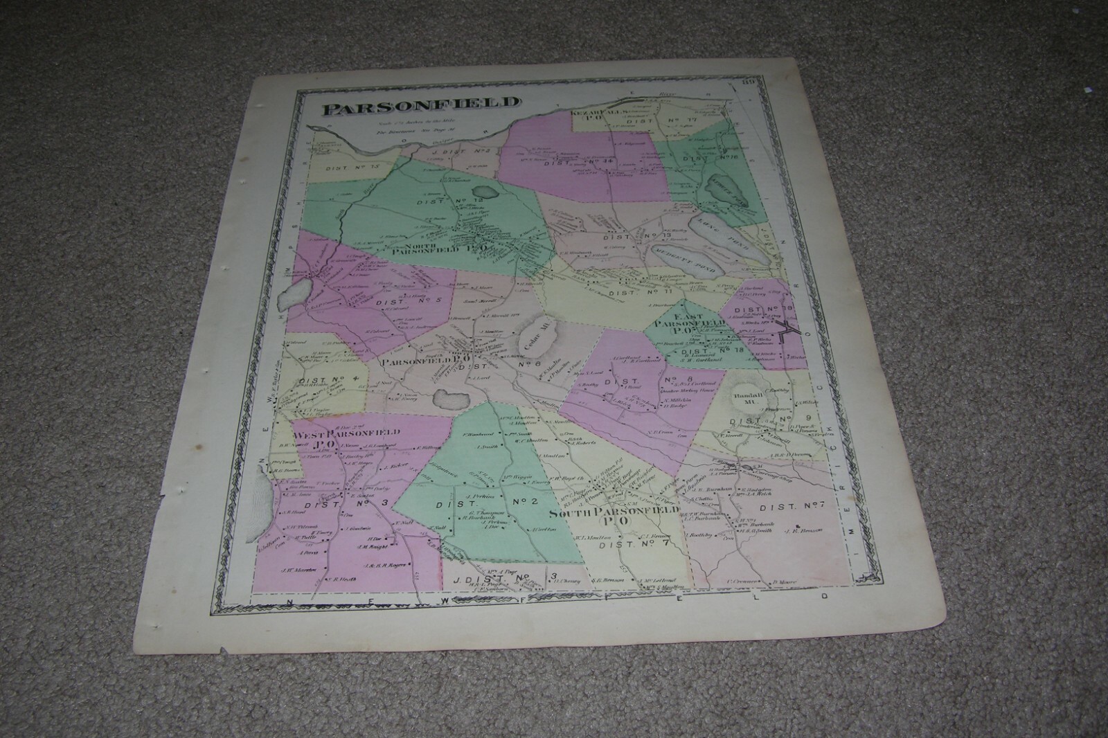 Antique Map Town of Parsonsfield Maine, 14" x 16", ColorのeBay公認海外通販｜セカイモン