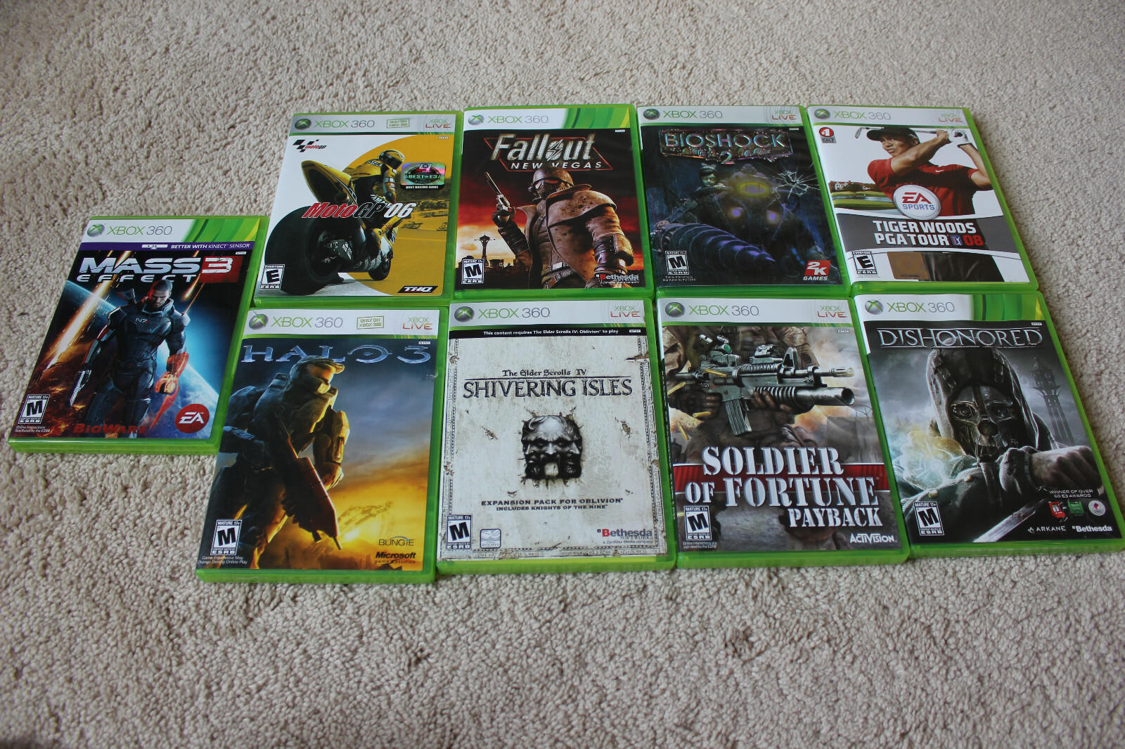 Lot of 18 Xbox 360 games TESTED WORKING Halo Mass Effect Diablo Dishonored PGR4