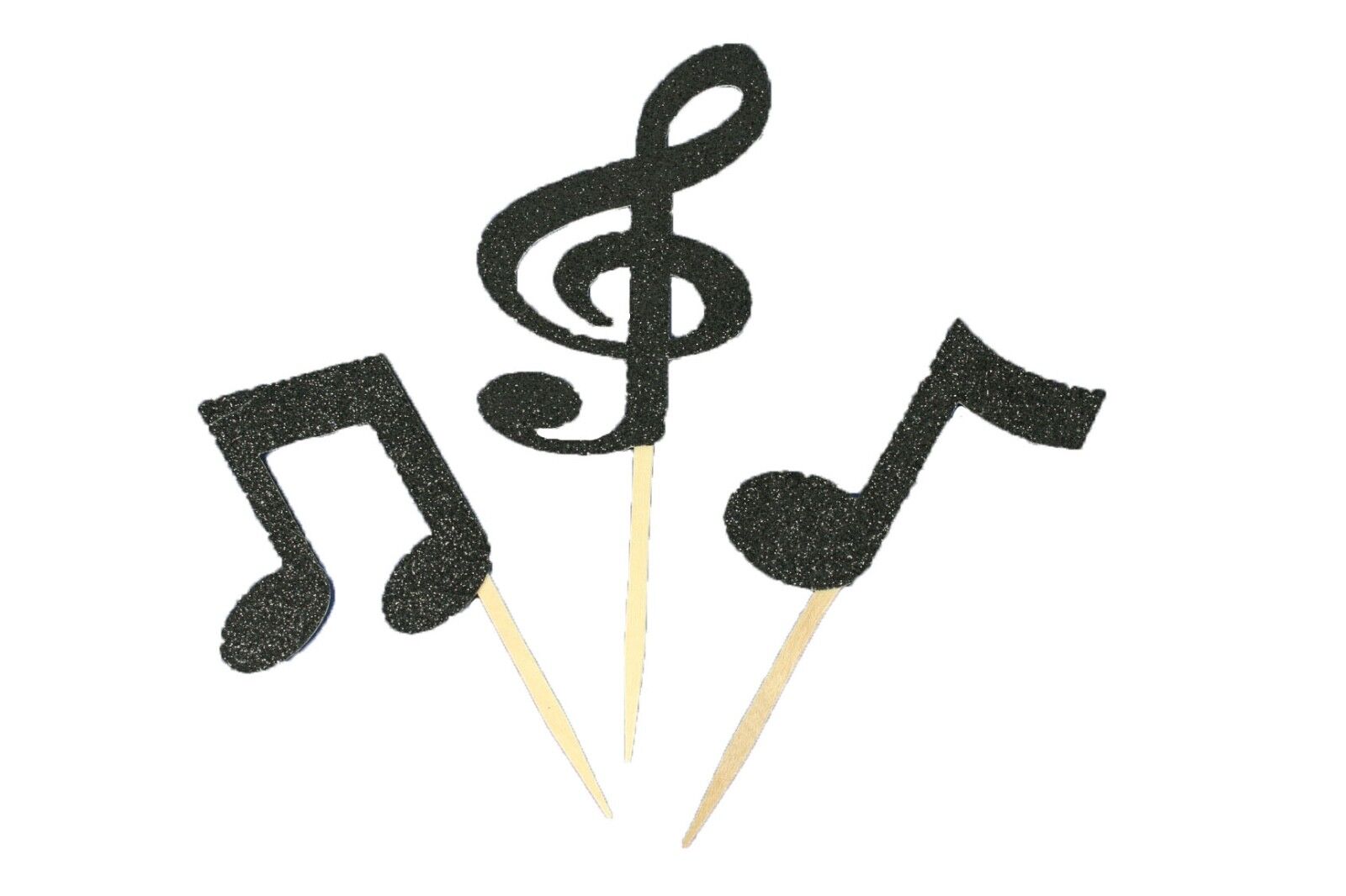 Assorted Glitter MUSICAL NOTES Cupcake Party Toppers CHOOSE Package & Color