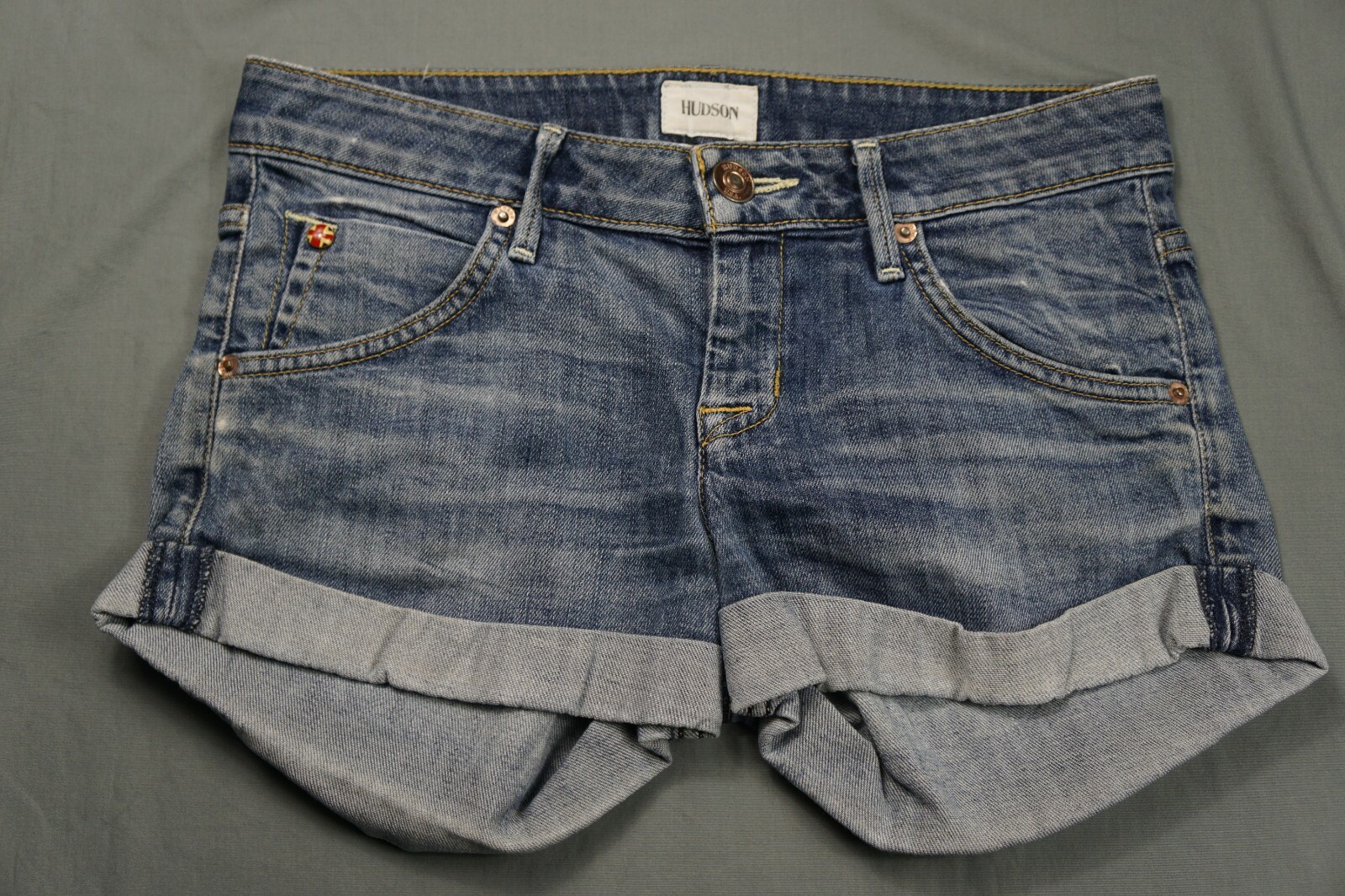 Hudson Hampton Cuffed Denim Shorts in Hack. Perfectly Broken