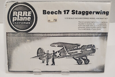 Rare Plane Beech 17 Staggerwing Vacuform Model Airplane Kit 1:72 Aircraft
