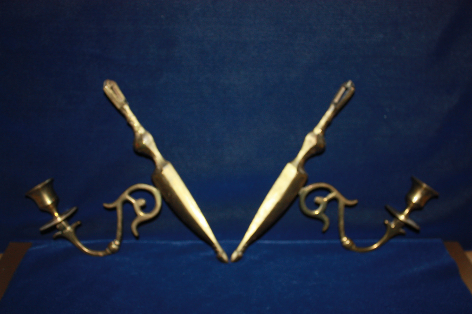 ANTIQUE / VINTAGE BRASS CANDLE STICK WALL SCONCES  / SET OF TWO