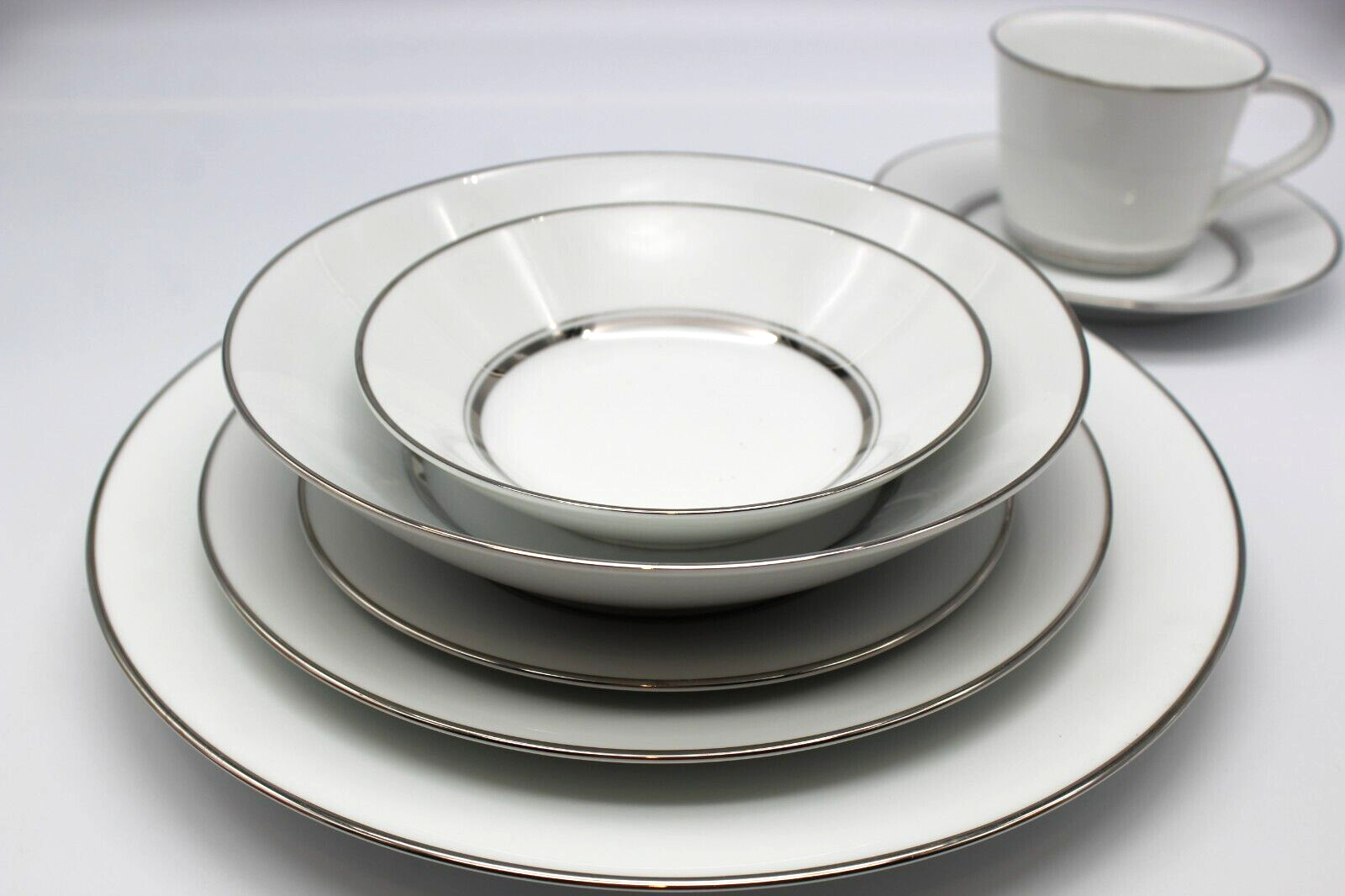 Vintage Noritake China Galaxy 6527 Japan White Silver Vintage Noritake China Galaxy 6527 Japan White Silver