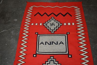 Antique Navajo Germantown Blanket - Storm Pattern - Whirling Logs - ANNA  c.1890