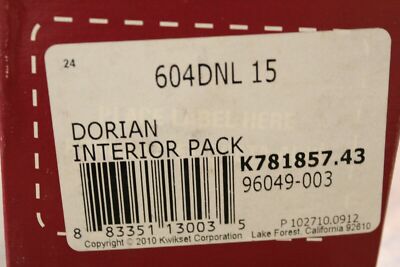 Kwikset 604DNL 15 Dorian Non-Handed Lever, Satin Nickel 96049-003 Interior Pack