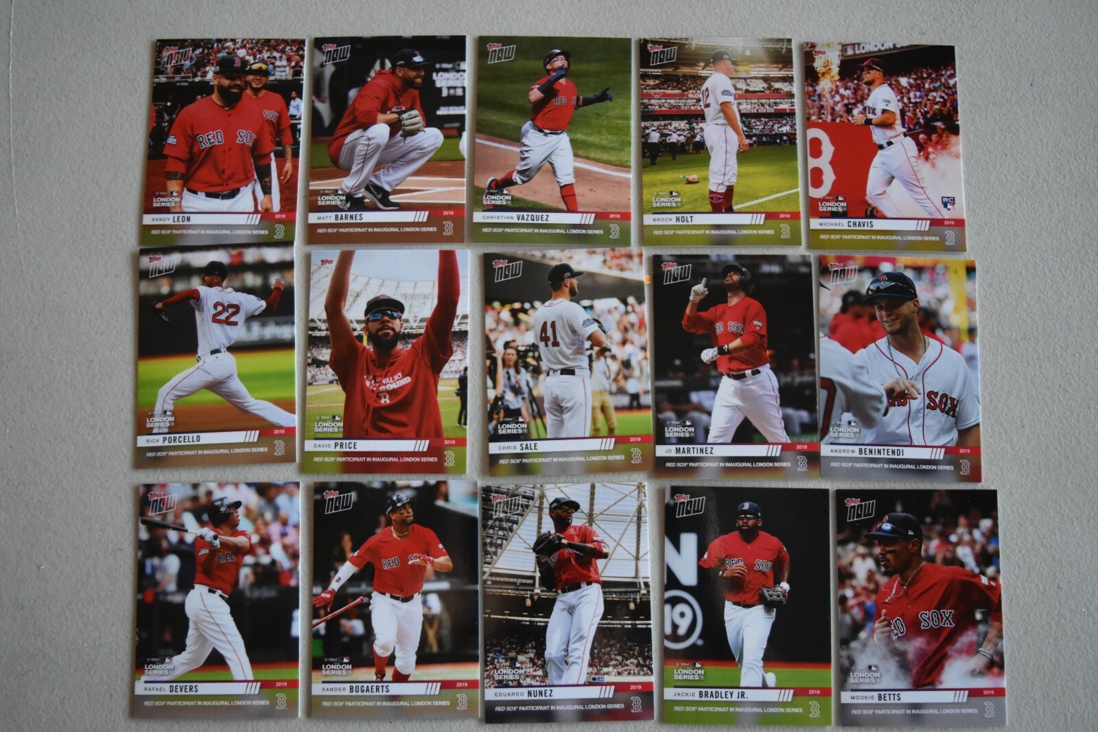 Boston Red Sox~2019 Topps London Series (15 Card Set