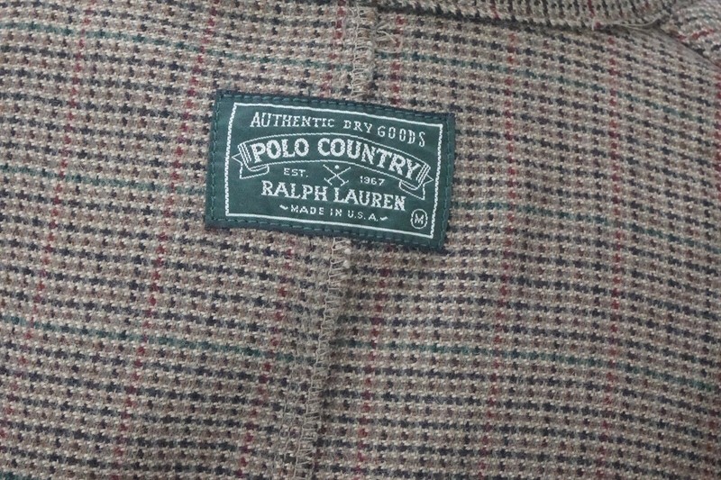 Polo Country Ralph Lauren Tweed Brown Wolf Button Hacking Norfolk Jacket Sz M