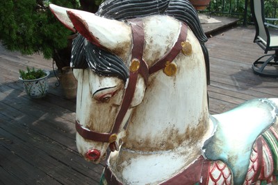 Vintage Large Hand Carved Wood Carousel Horse